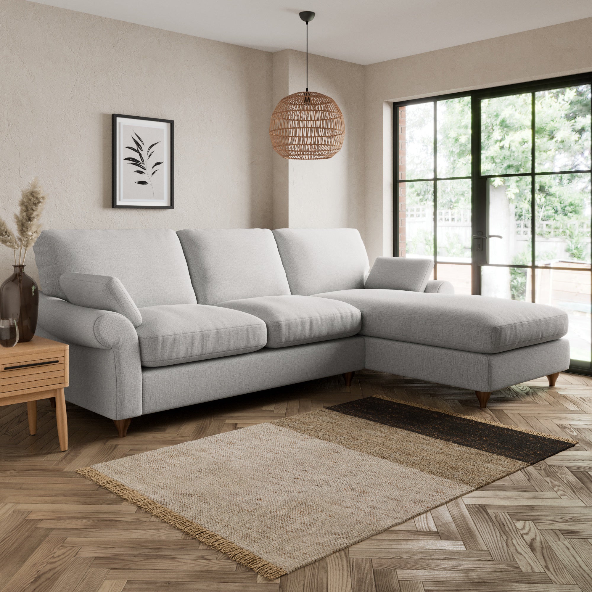 Salisbury Textured Weave Right Hand Corner Sofa Silver