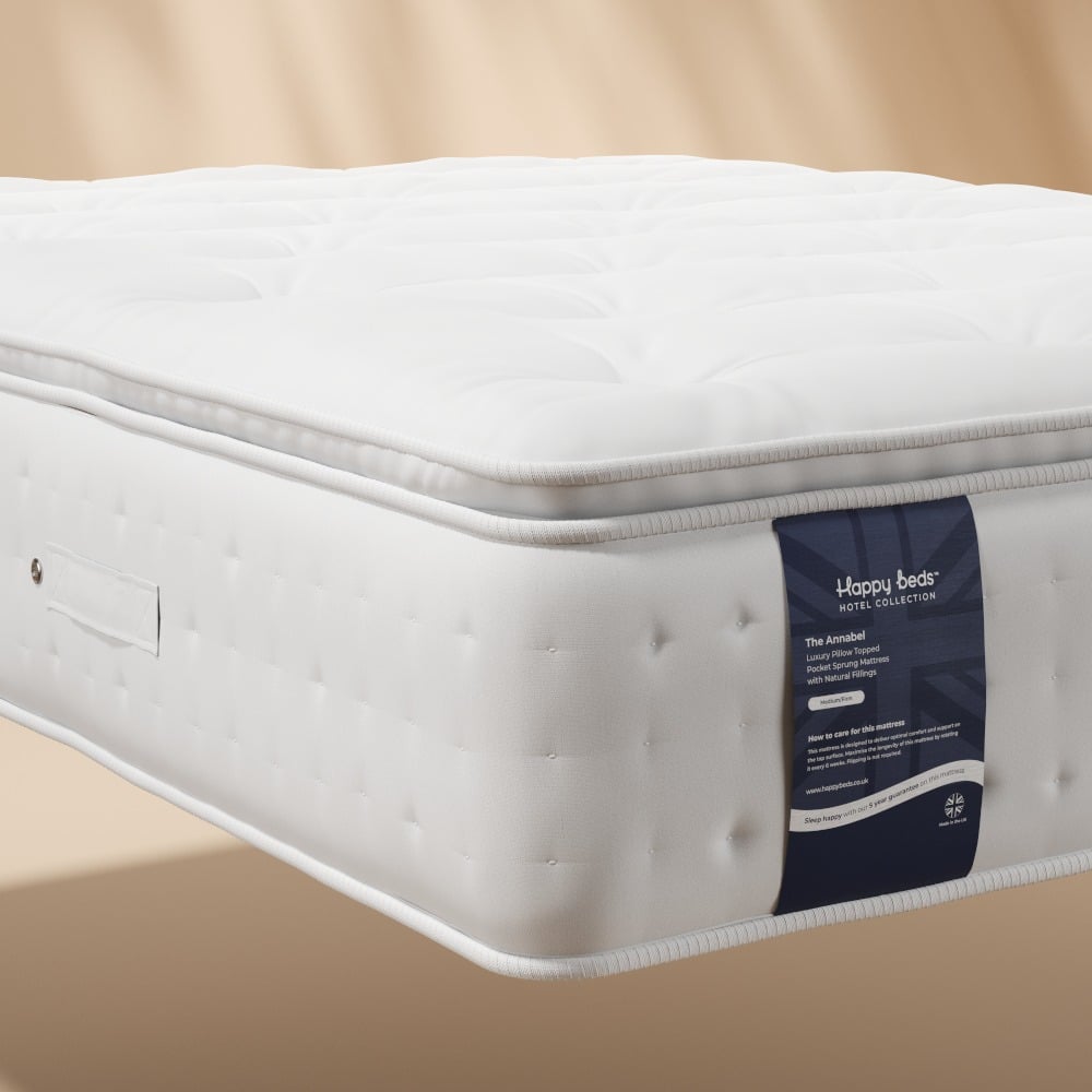 The Annabel - King Size - 2000 Pocket Spring Natural Fillings Pillowtop Mattress - Fabric/Foam - 5ft - Happy Beds