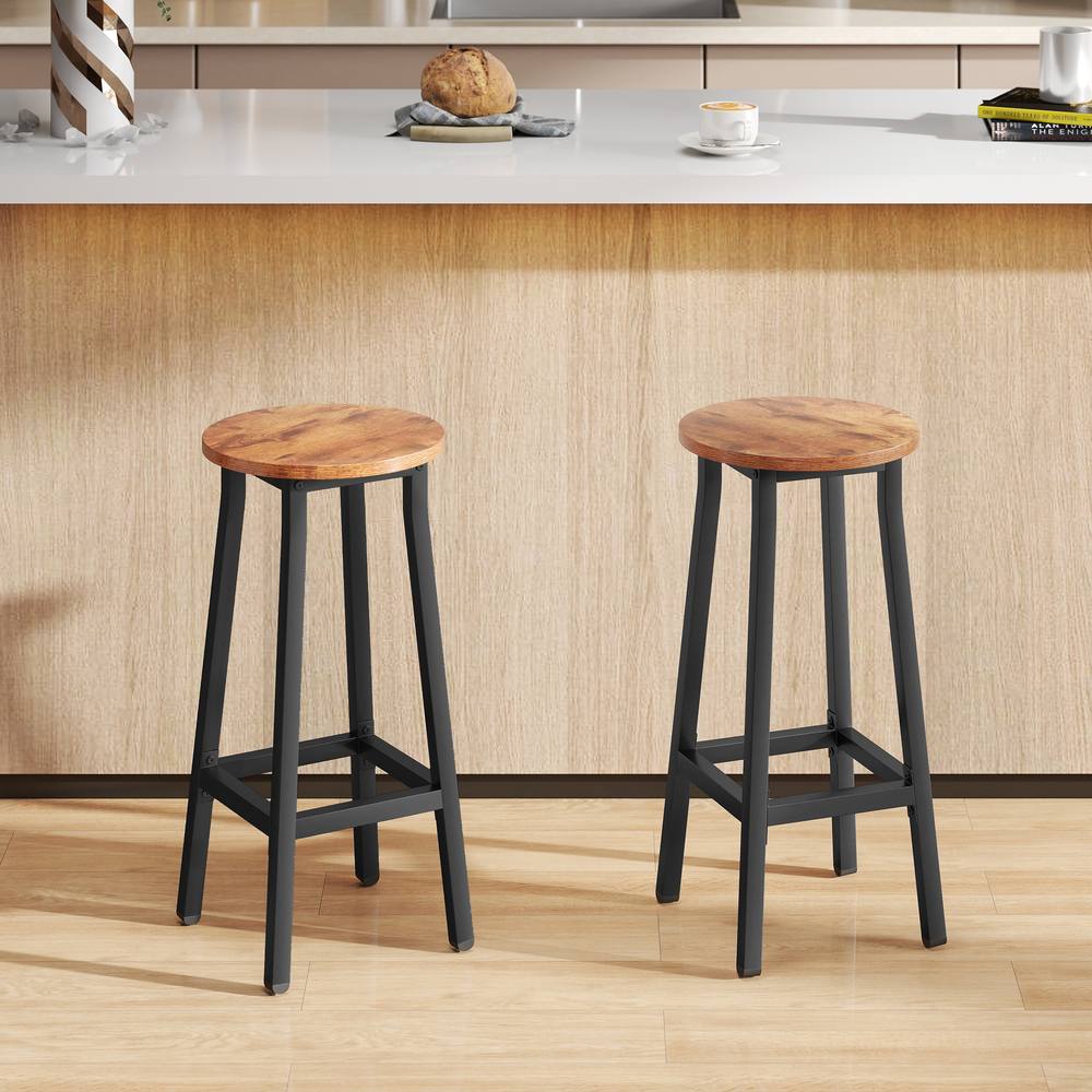 HOMCOM Barstools, Breakfast Bar Stools with Footrest, Rustic Brown
