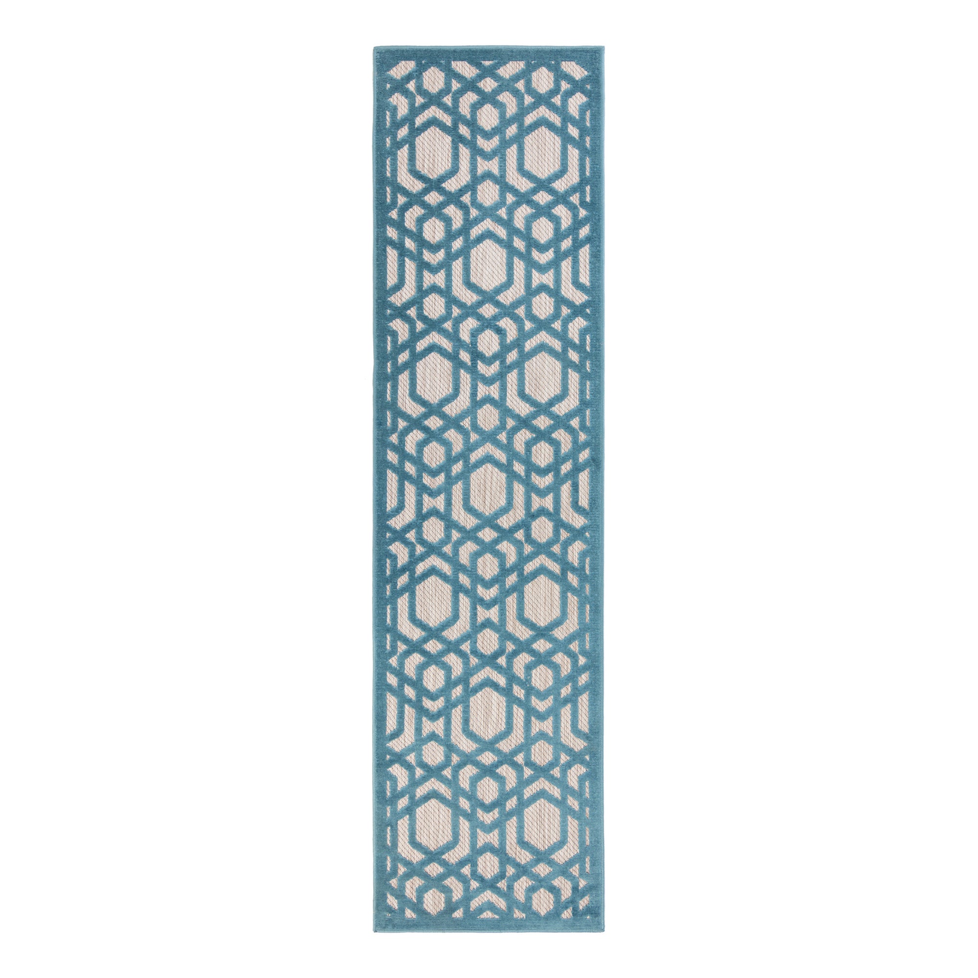 Oro Geometric Indoor Outdoor Runner Oro Blue