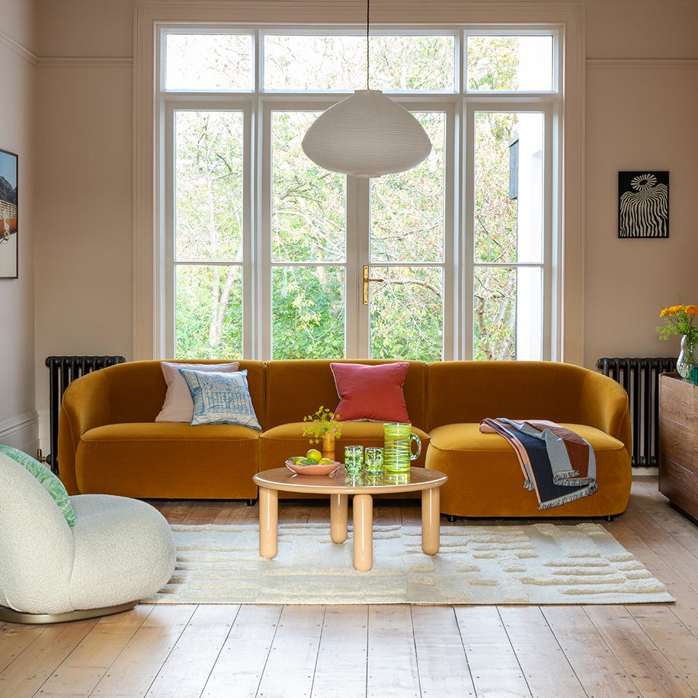 Heal's Aurelie Large Chaise Sofa LHF Chunky Boucle Ecru 3