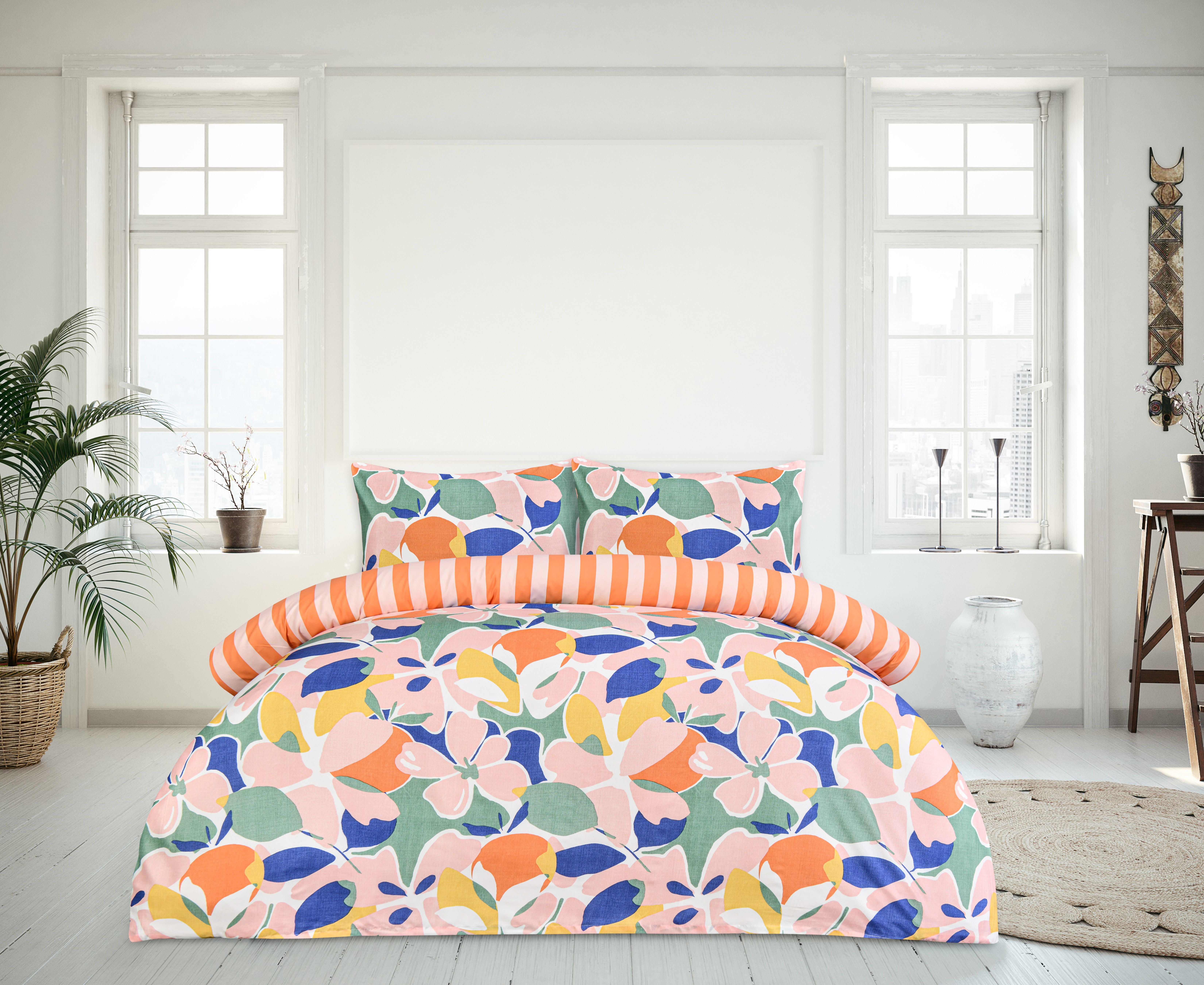Smart Living Luxury Super Soft Reversible Abstract Floral Duvet Cover With Pillowcase