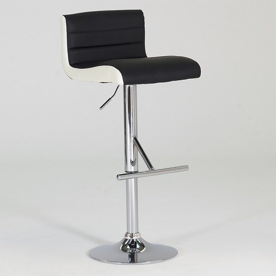 Baldwin Bar Stool In Black And White Faux Leather