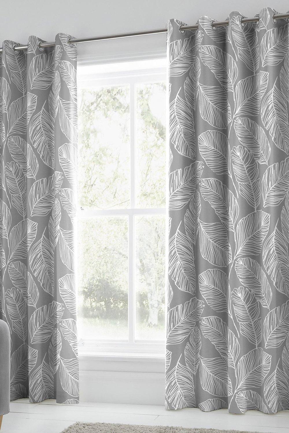 Fusion 'Matteo' 100% Cotton Light Filtering Pair of Eyelet Curtains in Grey