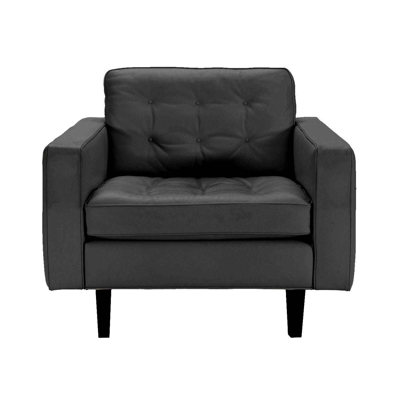 Heal's Hepburn Armchair Leather Grain Graphite 063 Wenge Feet