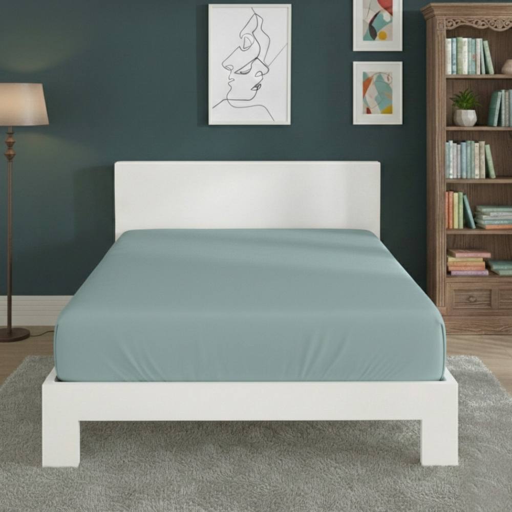Snug City Polycotton Fitted Sheet Extra Deep 40cm Skirt Easy Care in Duck Egg Blue