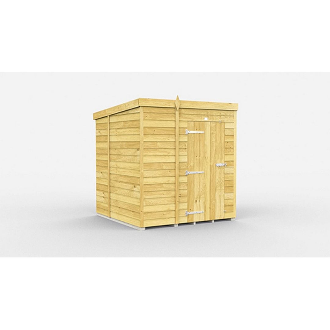 Buttercup Farm 6 x 7 Feet Pent Shed - Single Door W/O Windows - L214 x W185 x H201 cm in Brown