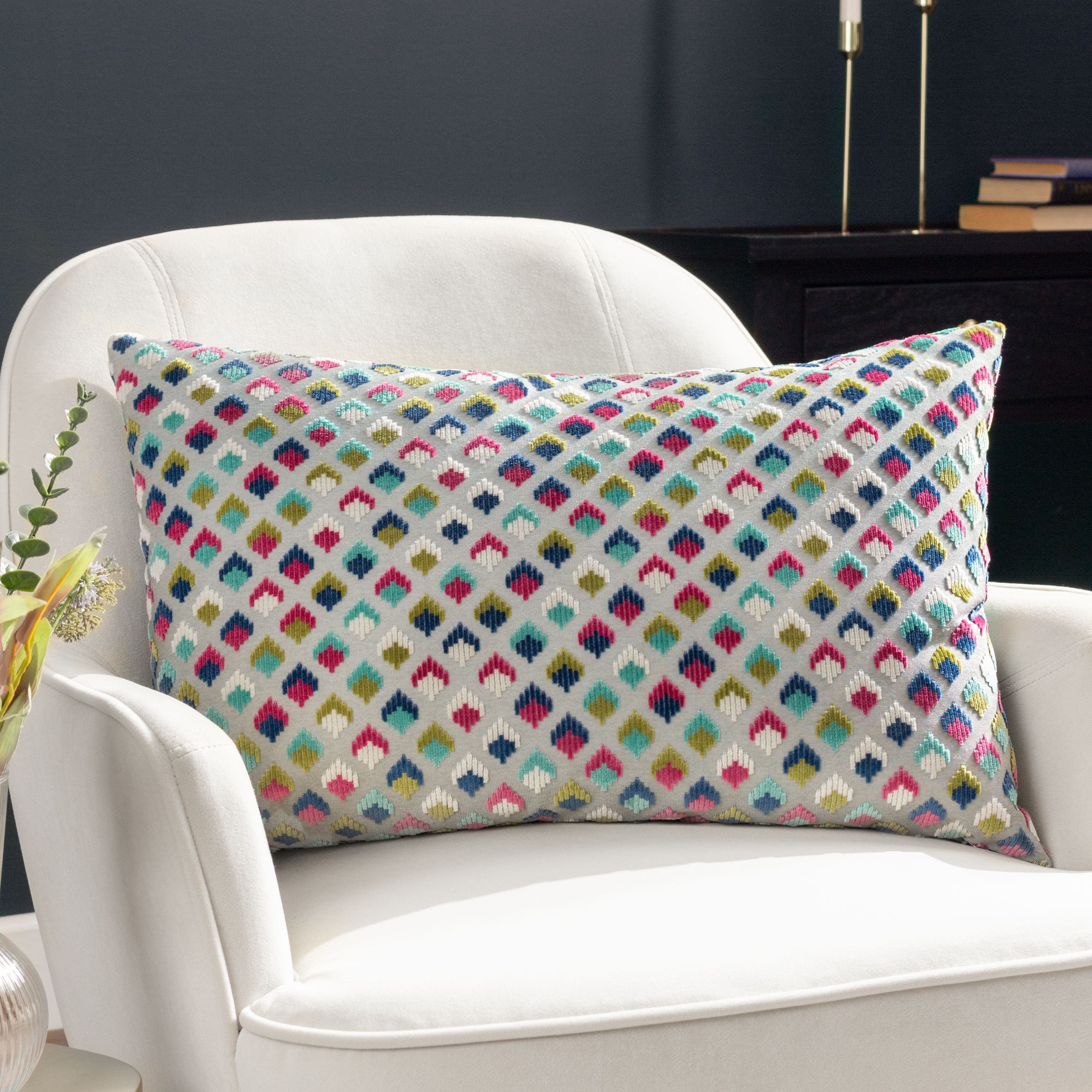 Paoletti Lexington Geometric Velvet Cushion