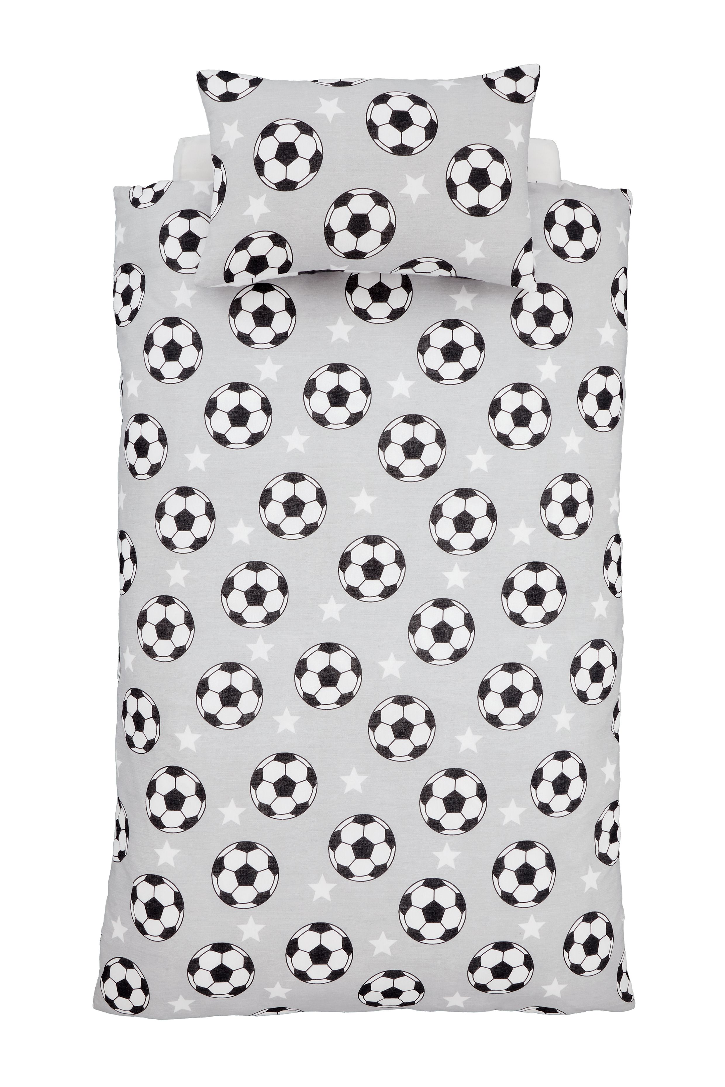 Catherine Lansfield 'Brushed Cotton Football Stars' Reversible Duvet Cover Set in Grey 5