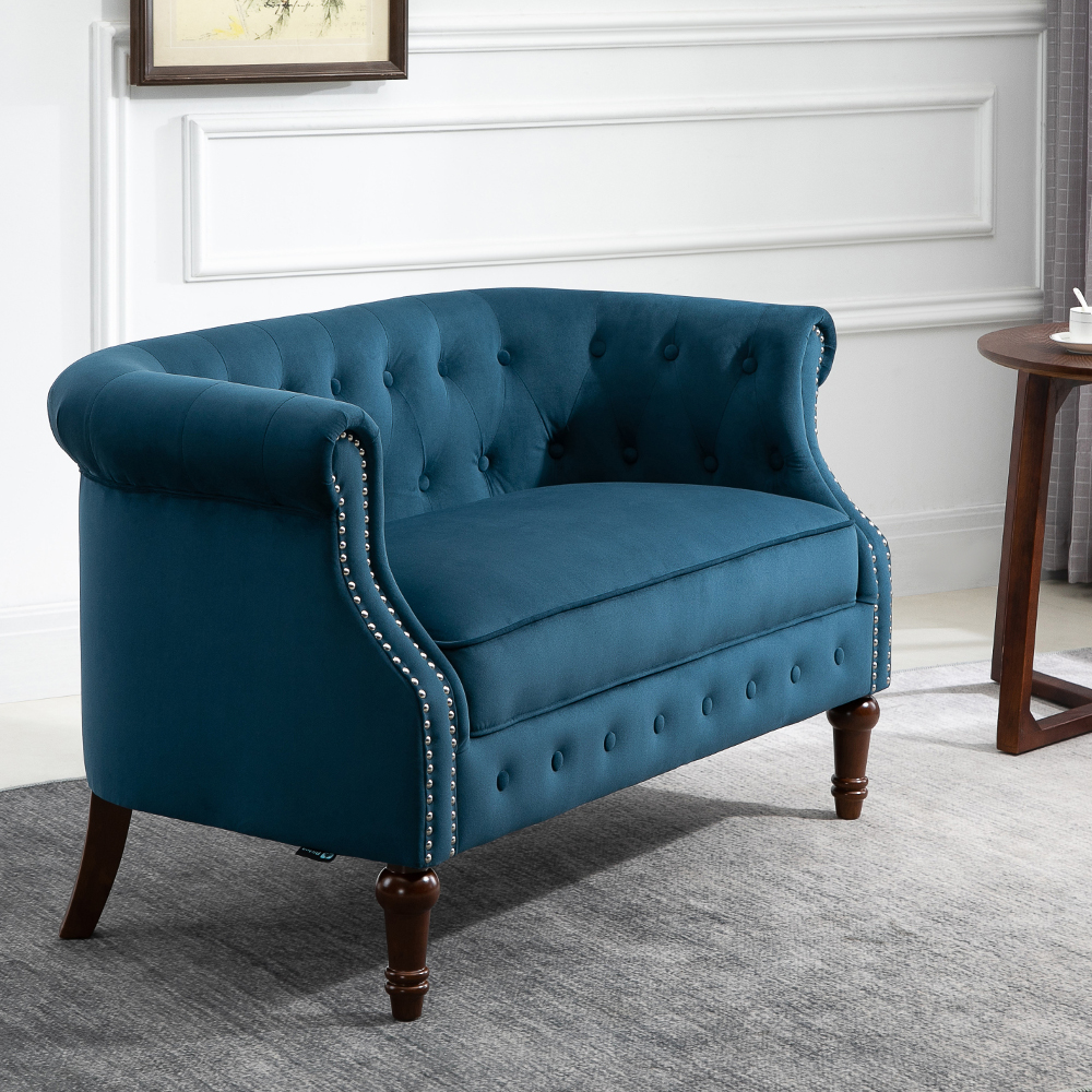 Freya Blue Fabric 2 Seater Sofa