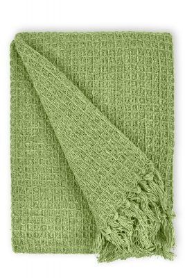 New Edge Blinds Waffle Collection Cotton Throw in Green