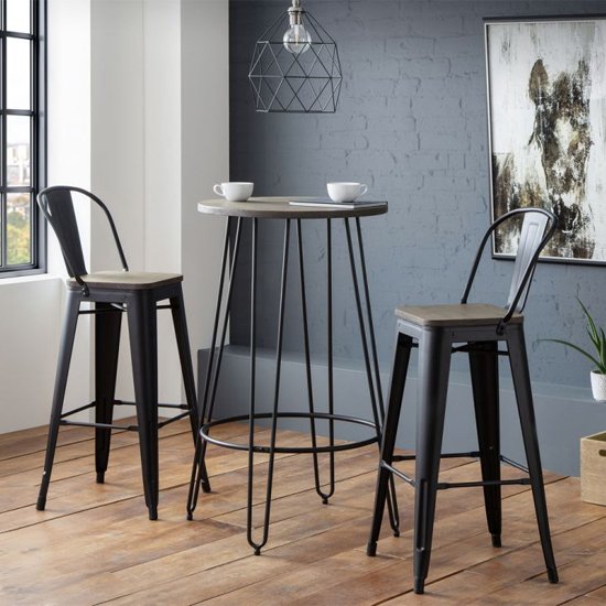 Dalston Bar Set In Mocha Elm With 2 Grafton Bar Stools