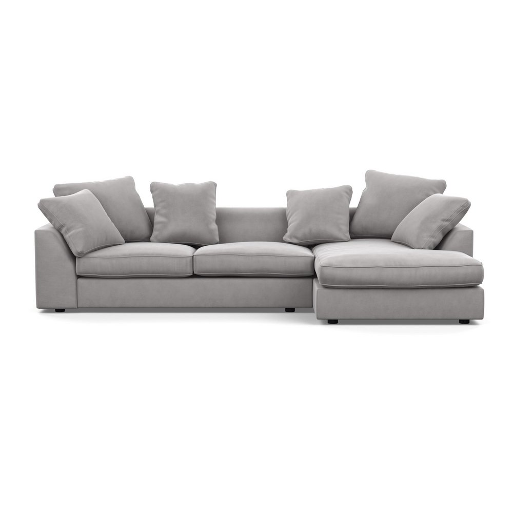 Heal's Cumulus Right Hand Facing Corner Sofa Velvet Platinum Black Feet