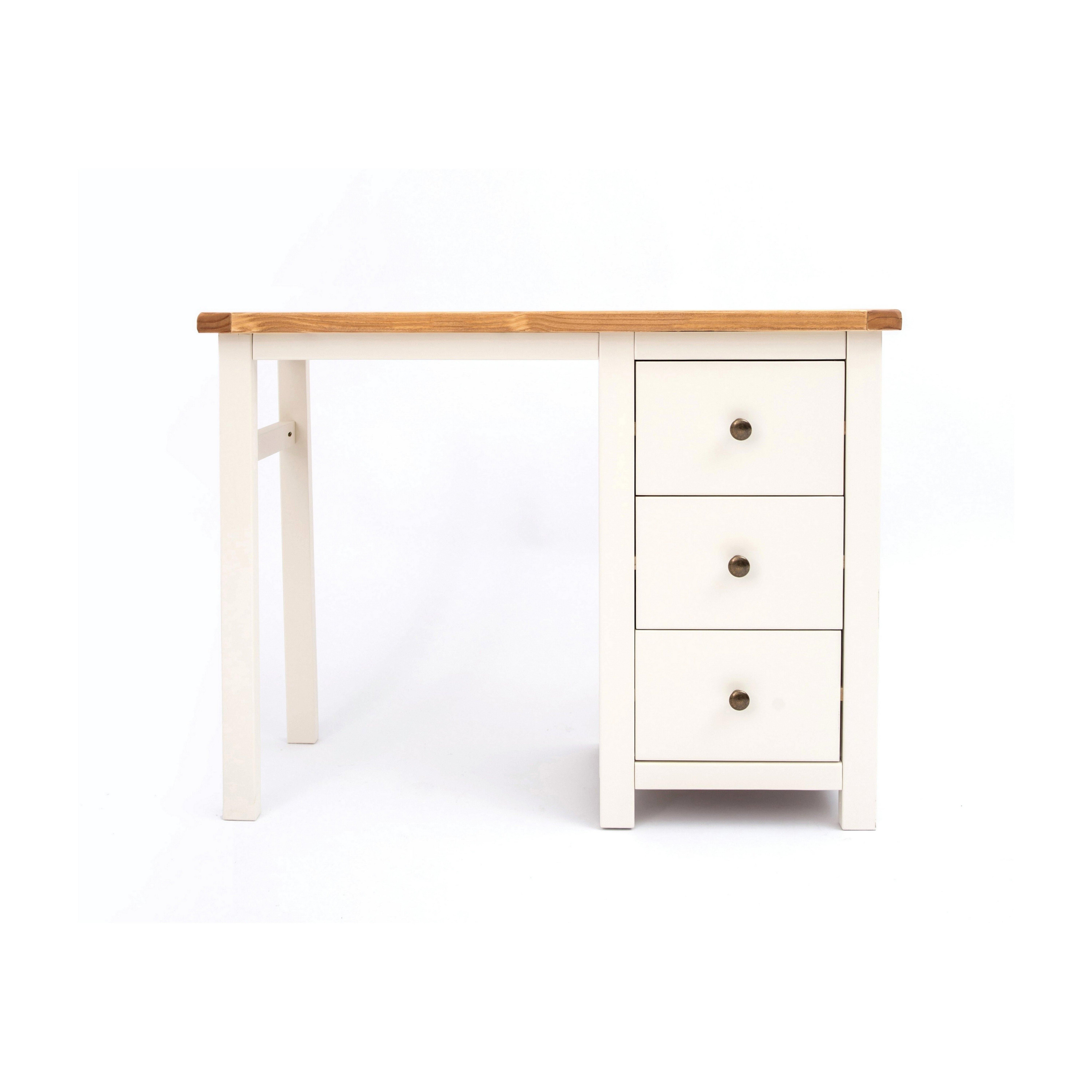 Cabinet Bits Maggiori 3 Drawer Desk - Dressing Table Brass Knob in Off-White