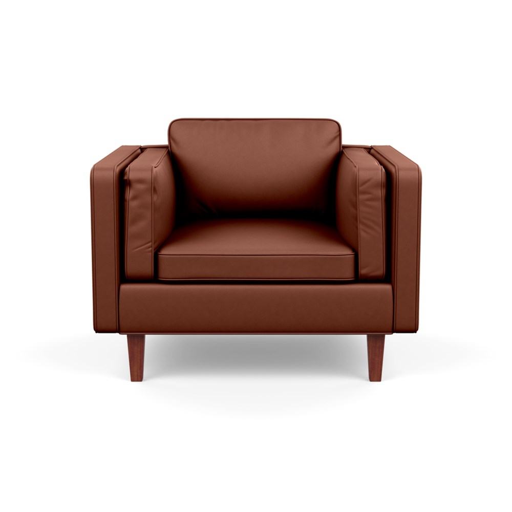 Heal's Chill Armchair Leather Grain Dark Brown 068 Walnut Feet