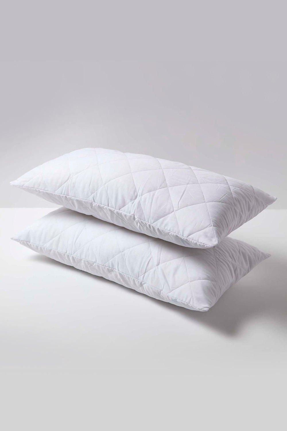 Homescapes King Size Quilted Pillow Protector, Pack of 2 in White