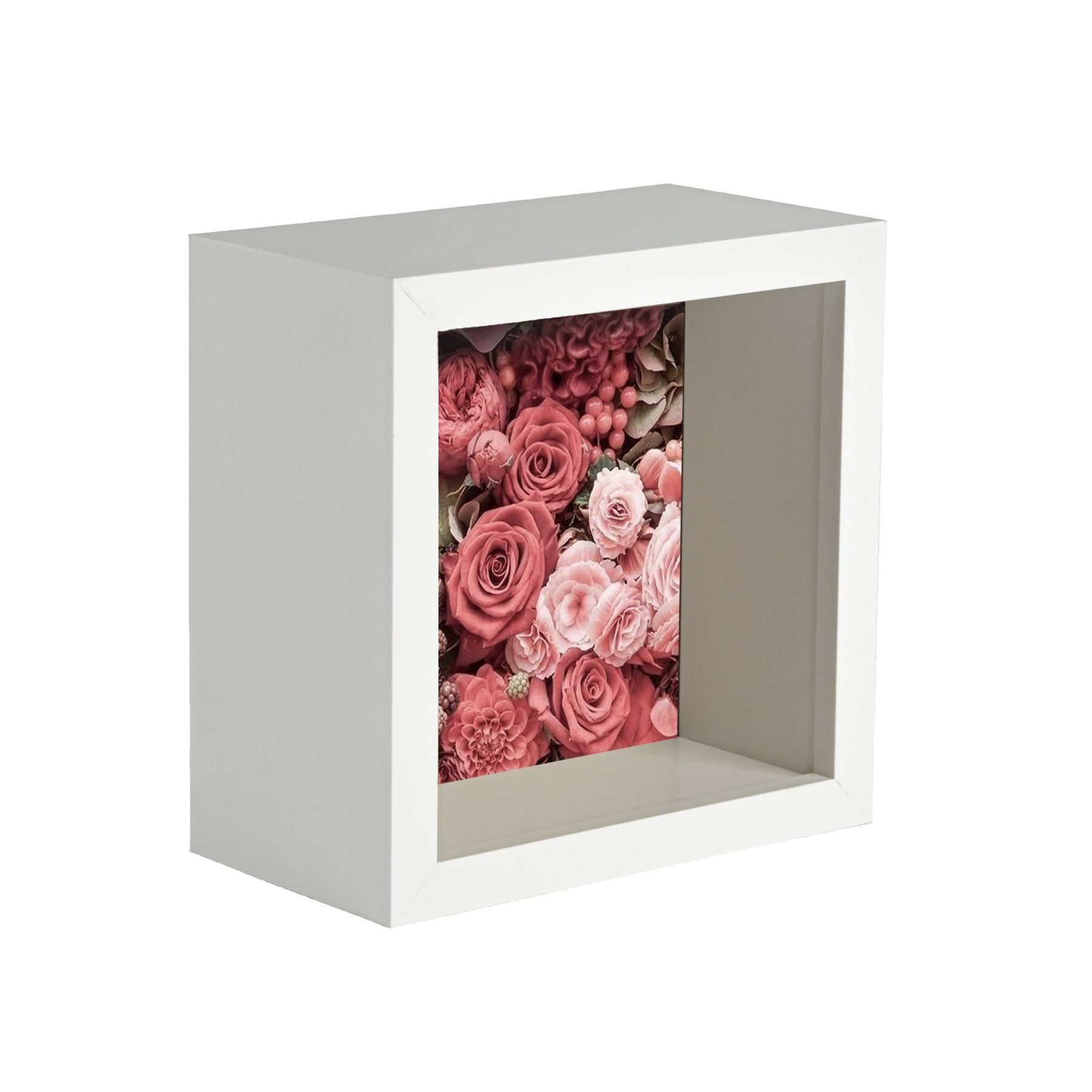 Nicola Spring 3D Deep Box Photo Frame - 4 x 4" in White