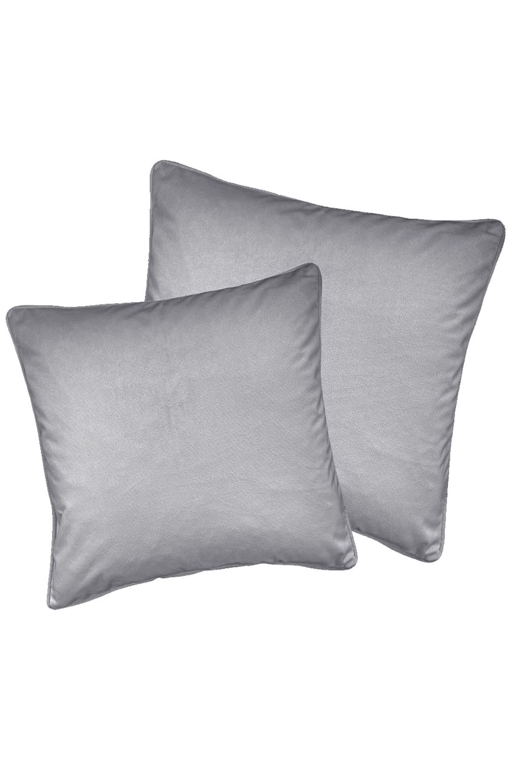 Enhanced Living Pair of Soft Velvet Double Sided Zip Opening Piped Edge Cushion Covers - Cases Only in Grey