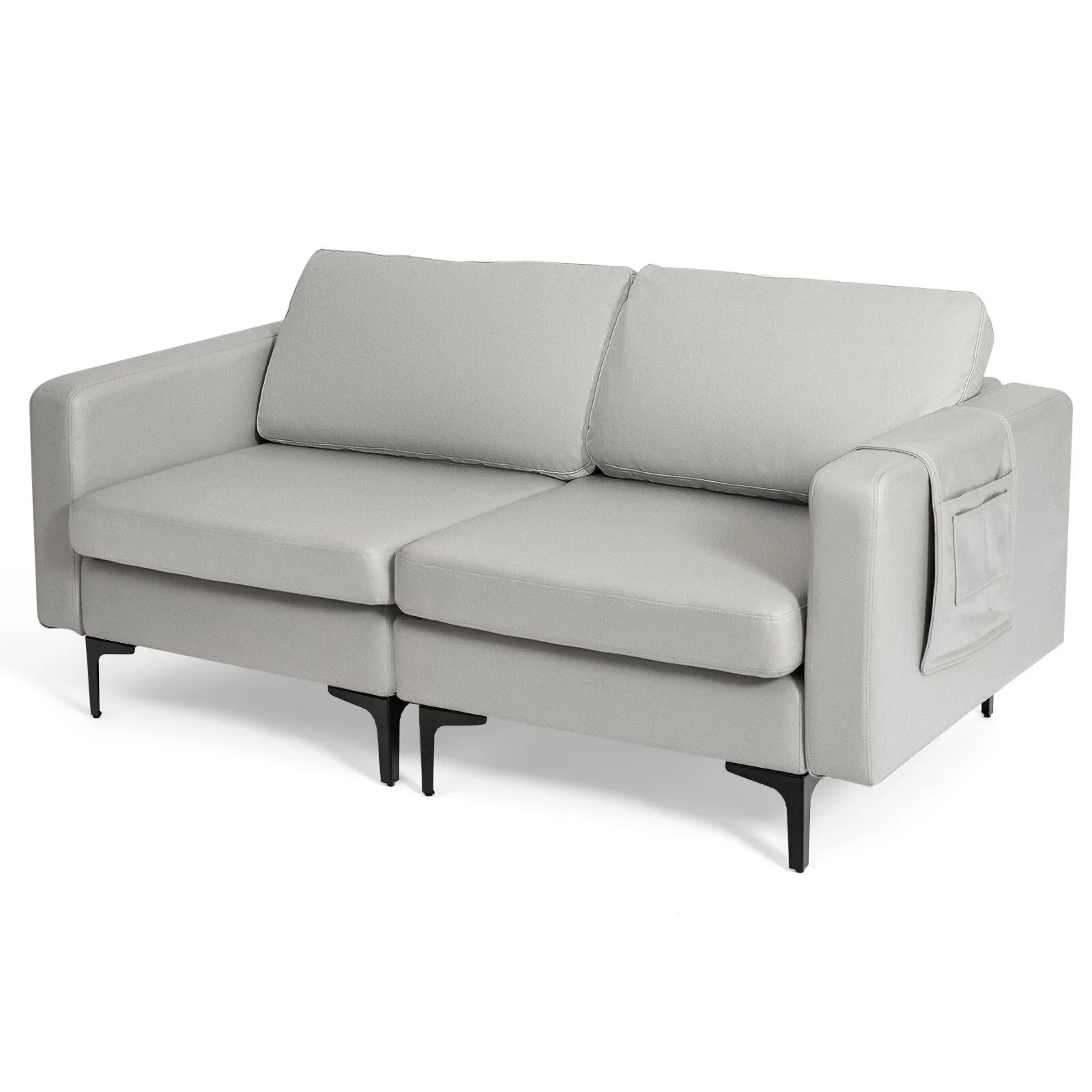 Costway Modern Sofa Couch Loveseat 2-3-Seater Sofa Seat Upholstered Padded Cushions in Grey