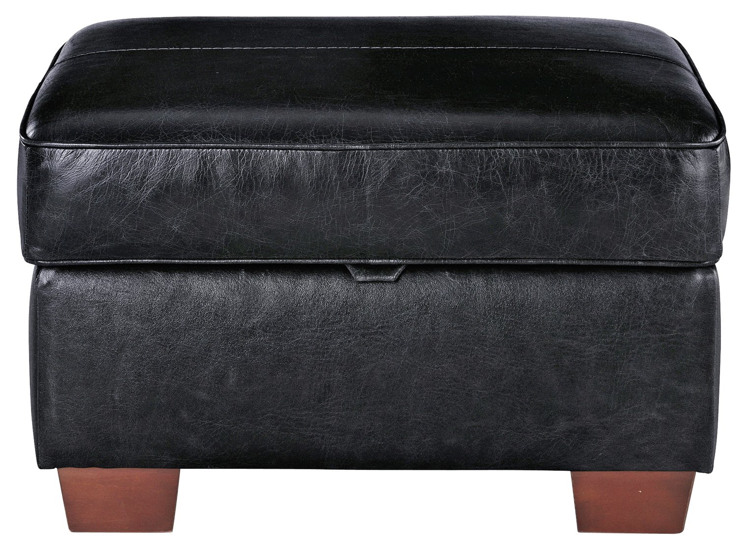 Habitat Salisbury Leather Storage Footstool - Black