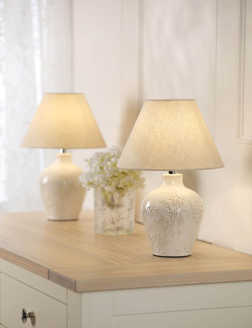 Laura Ashley Set of 2 Pussywillow Table Lamps Silver