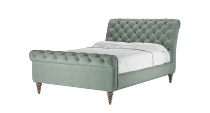 Knightsbridge Double Bed in Sage Smart Velvet - sofa.com