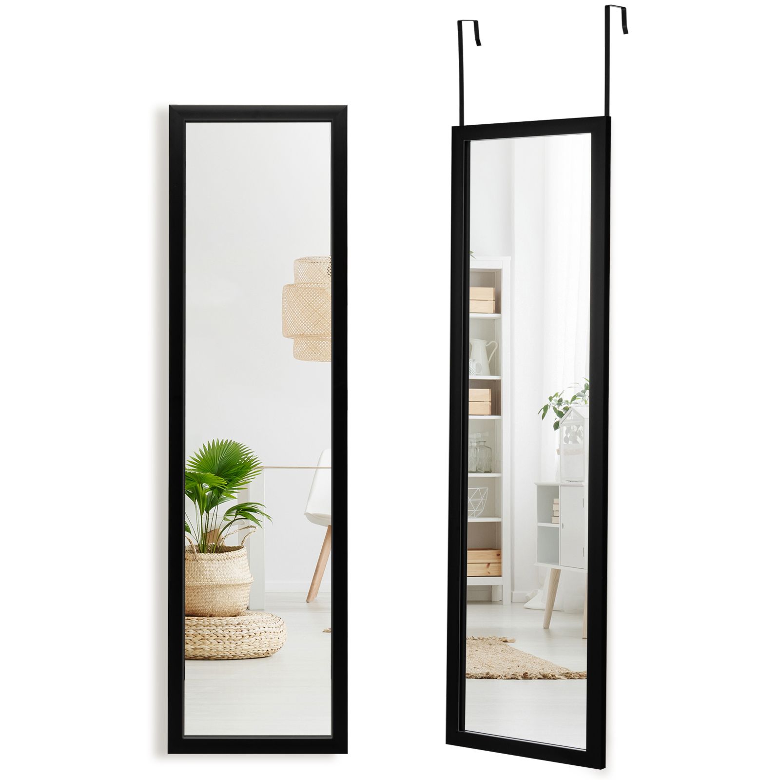 Costway Full Length Mirror Full Body Over the Door Dressing Mirror Door & Wall Hanging in Black