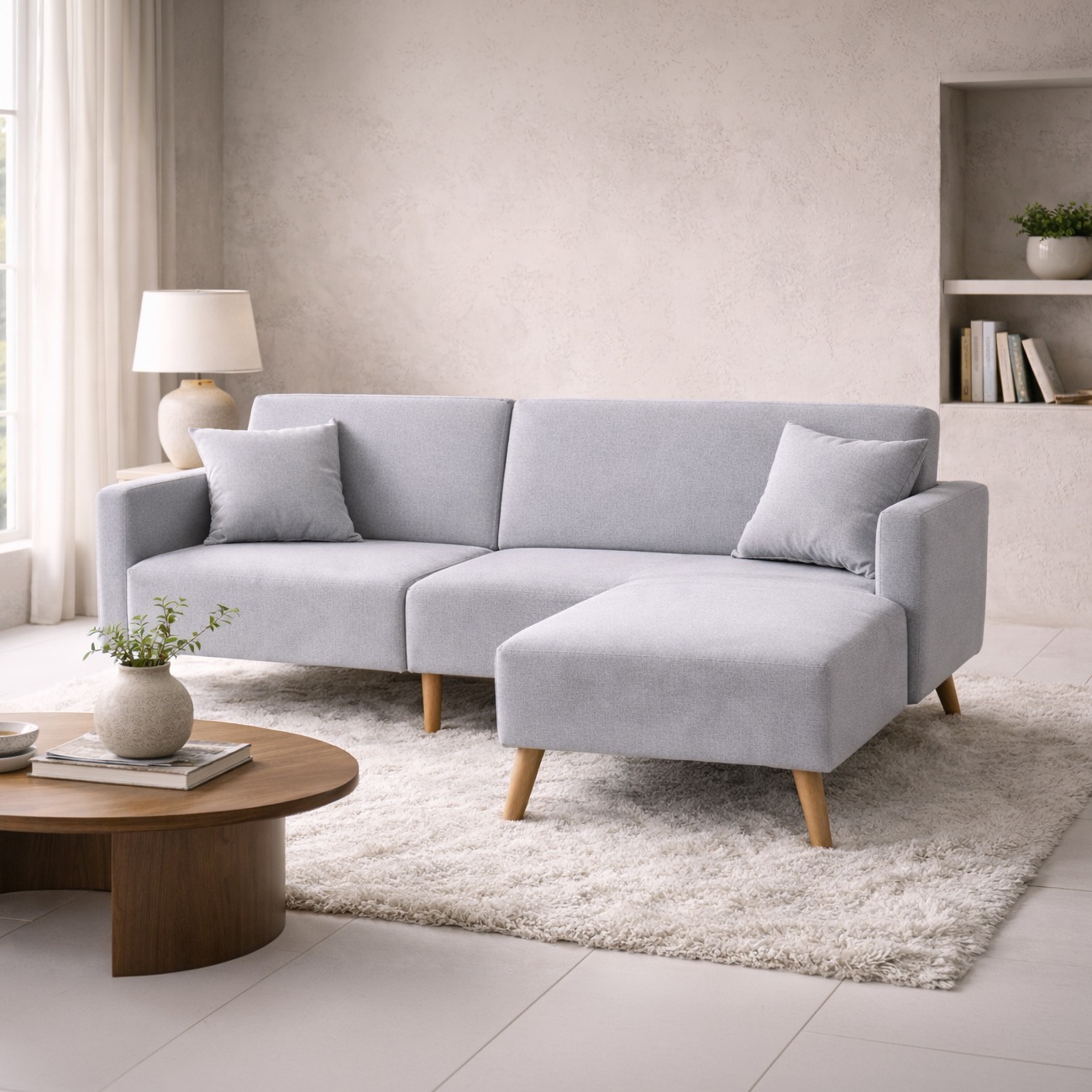 Zara - Two-Seater Sofa Bed with Matching Stool - Grey - Fabric - Two Seater - Make It Homely