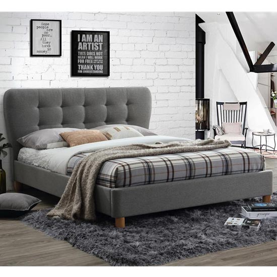 Stockholm Fabric Small Double Bed In Grey