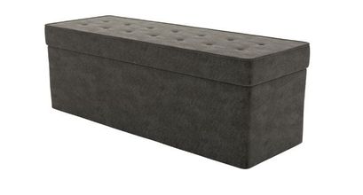 Buttons Storage Bench in Elephant Cotton Matt Velvet - sofa.com