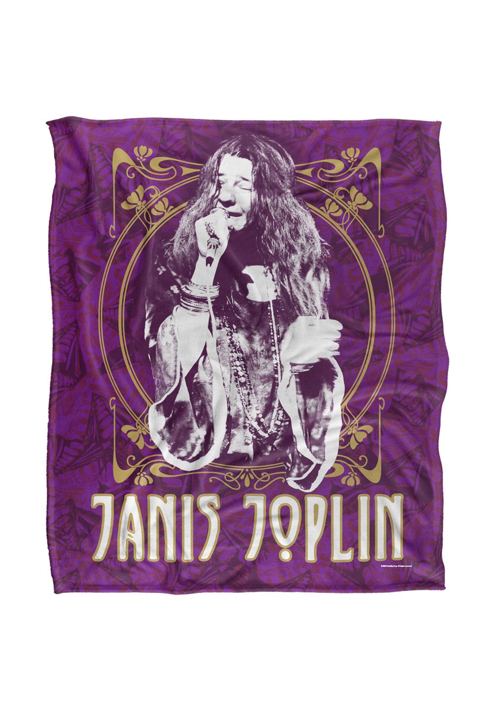 Janis Joplin Janis Gold Framed Silky Touch Super Soft Throw Blanket 152 X 127 cm in White