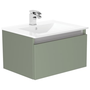 Newland Sage Green Basin Unit Single Drawer Suspended - 600mm