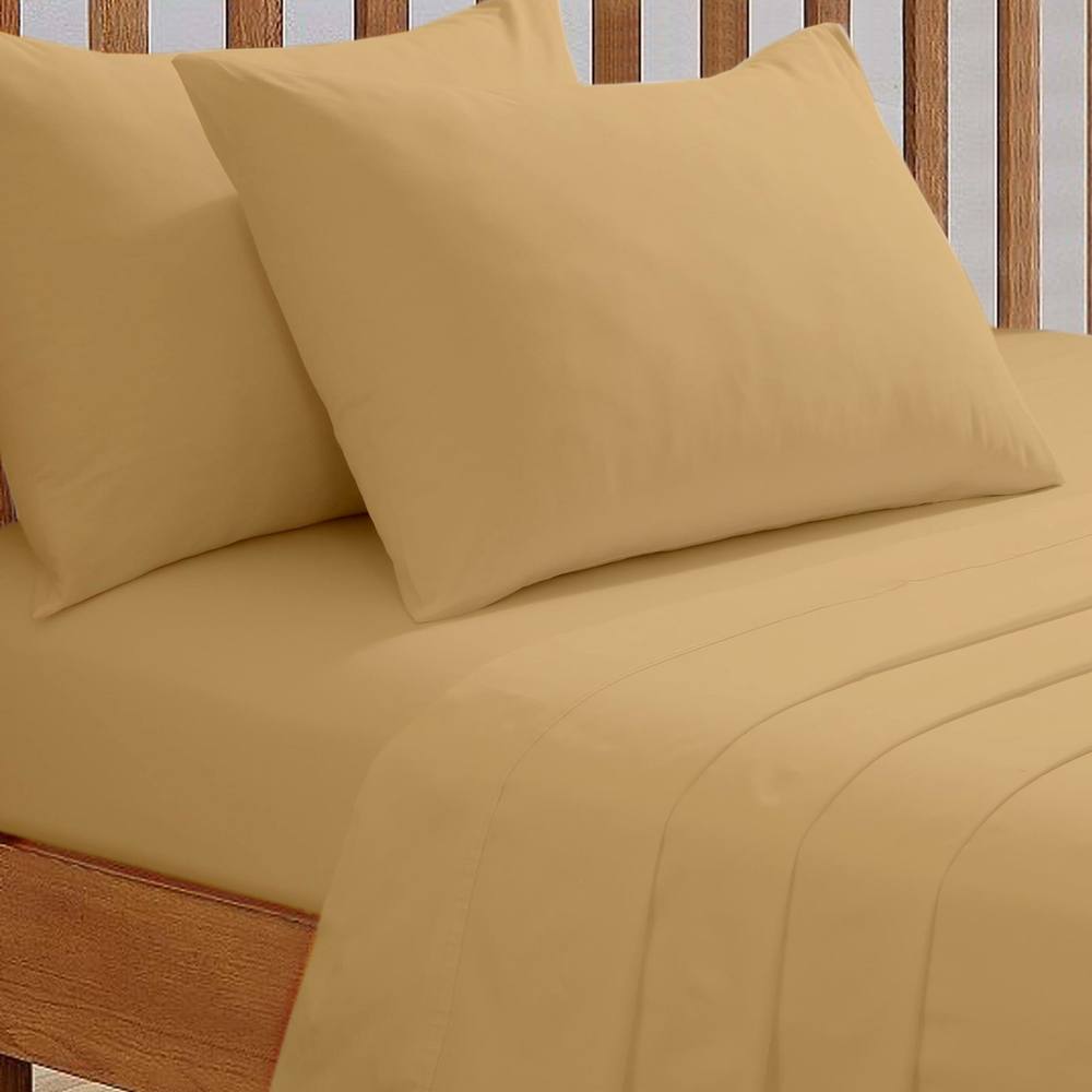Smart Living Polycotton Bed Linen Luxury Fitted Bedsheet or Pillowcase Non Iron in Gold