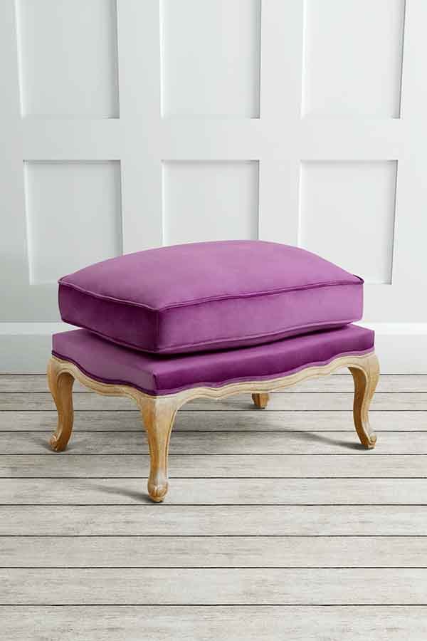 Le Notre French Vintage Style Shabby Chic Oak Stool Purple