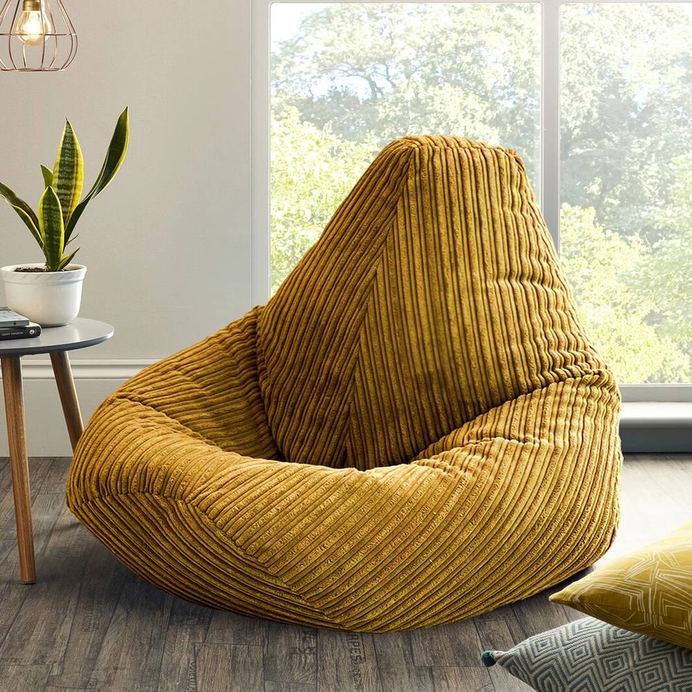 VOGREX Mustard Jumbo Cord Beanbag Chair Large Bean Bag