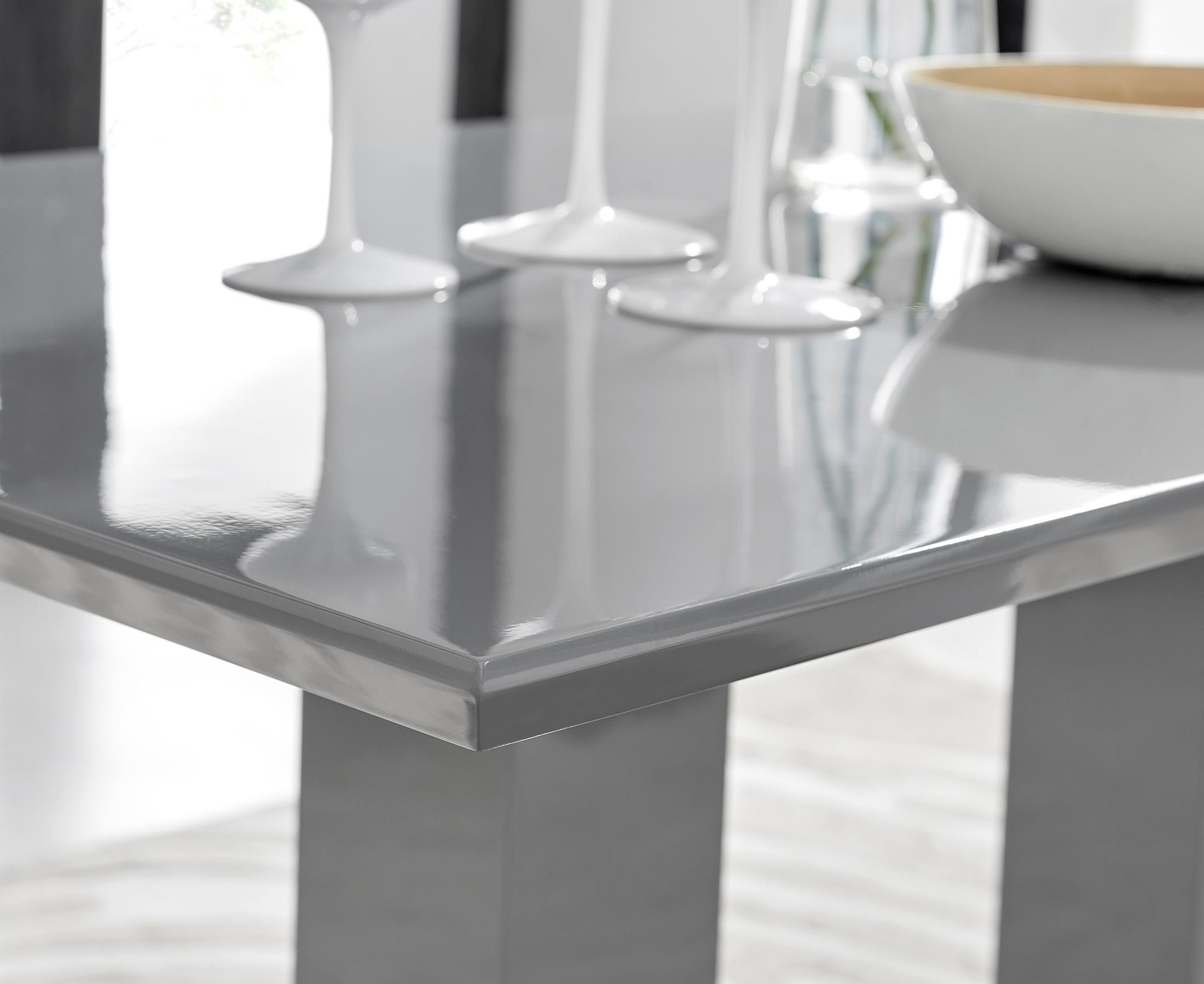 FurnitureboxUK Imperia 6 Grey Dining Table & 6 Pesaro Silver Leg Chairs in Navy 3