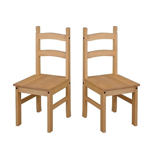 Corina Wooden Dining Chairs In Antique Wax In A Pair