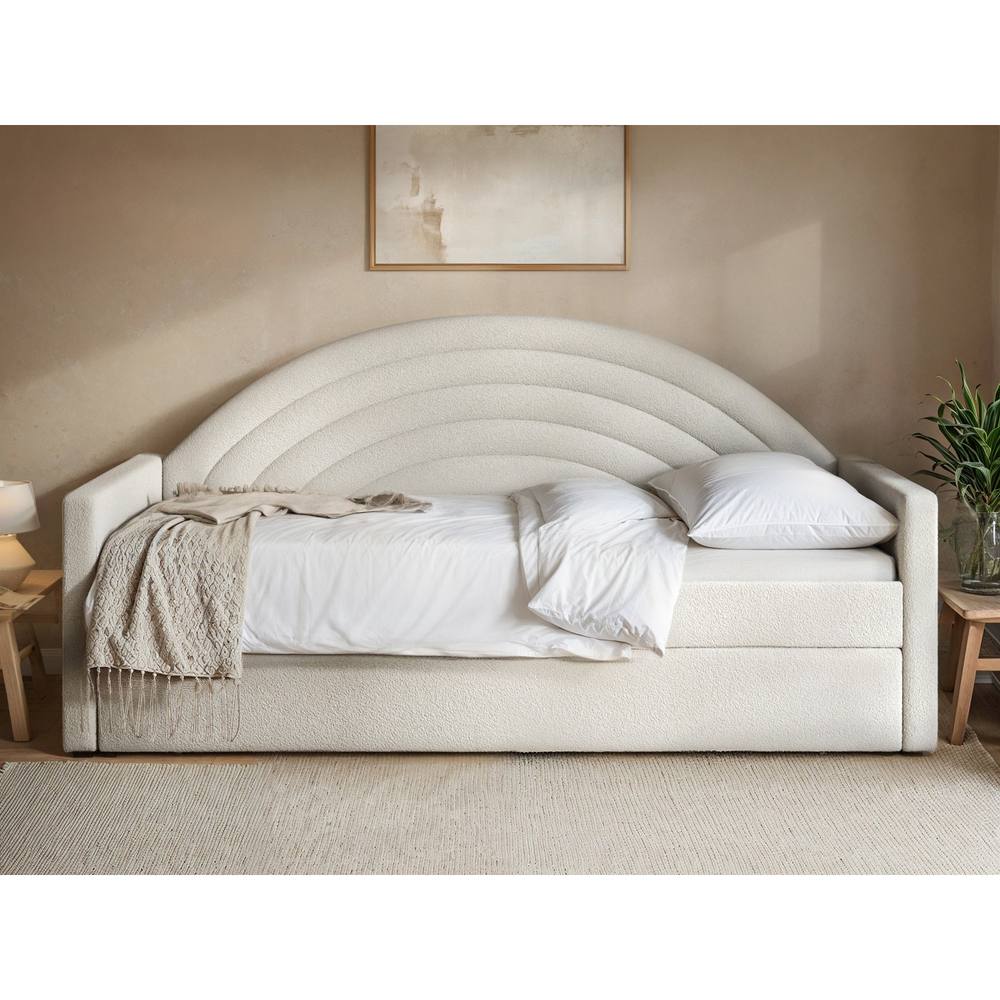 Flair Noa Rainbow Day Bed with Trundle Beige Teddy Fabric