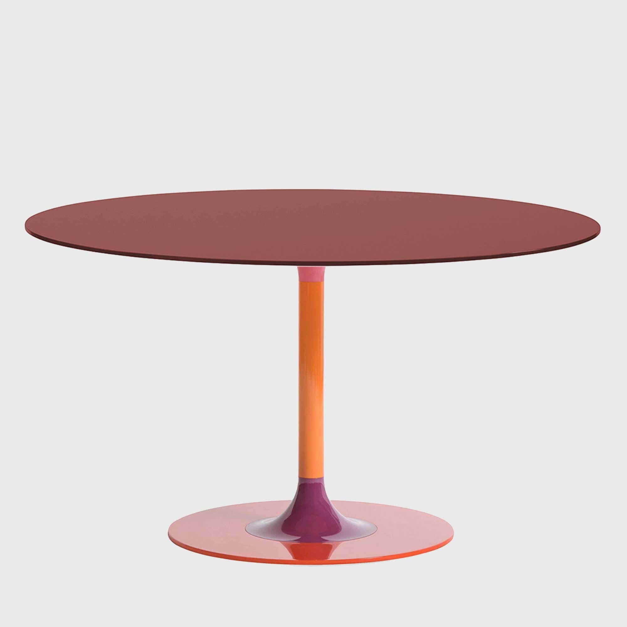 Kartell Thierry XXL Round Table 130x130x72 Burgundy, Round, Red Glass | Barker & Stonehouse