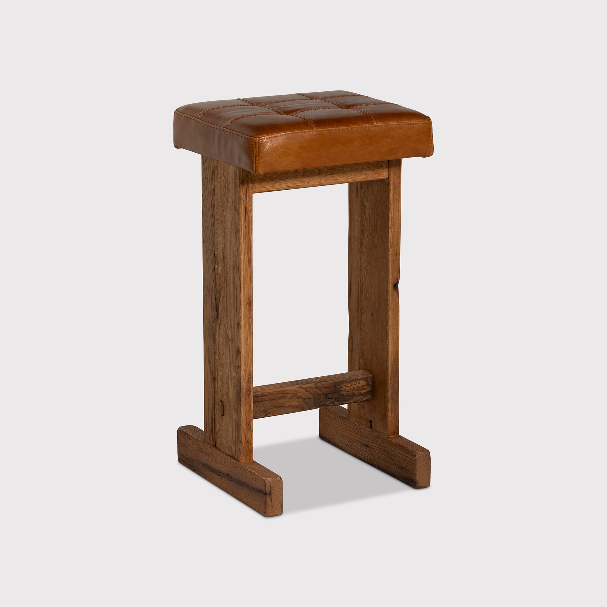 Caledon Bar Bar Stool - Leather L05 41x40x77cm, Brown Oak | Barker & Stonehouse