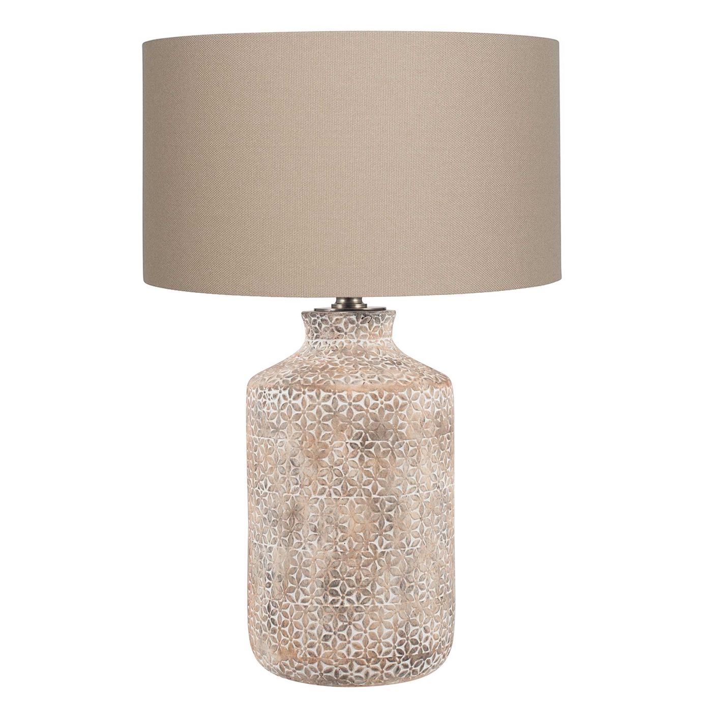 Textured Floral Etched Table Lamp