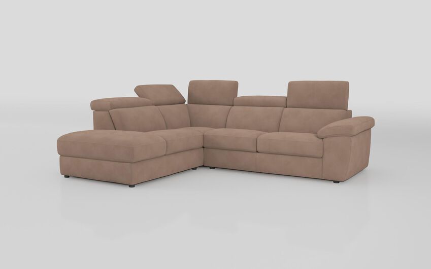 Brown Fabric Norbello 2 Corner 3 with Sofa Bed and Left Hand Facing Chaise with Storage