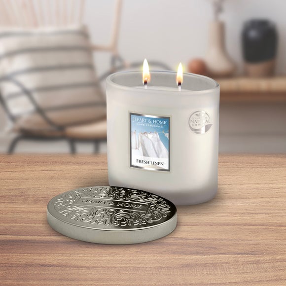 Heart and Home Ellipse Fresh Linen Multi Wick Candle