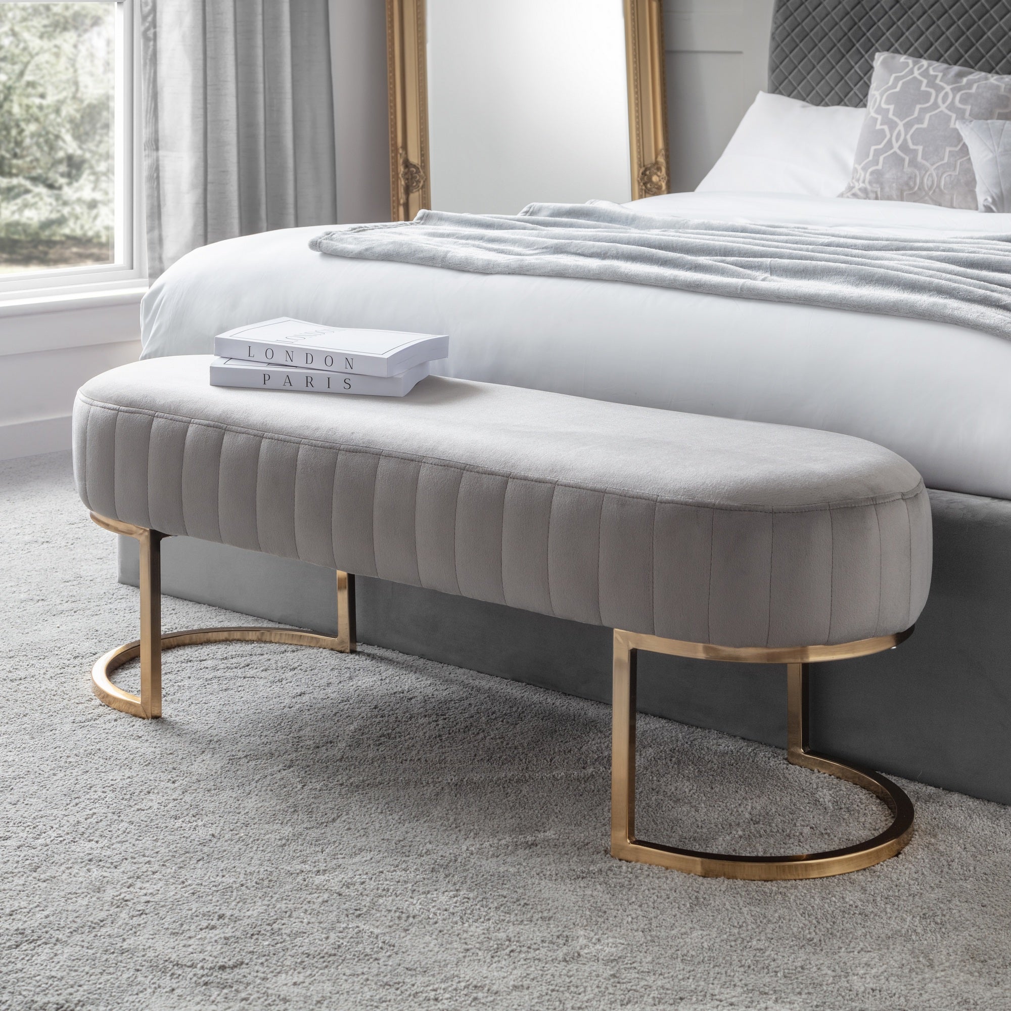 Harrogate Velvet Bench Grey