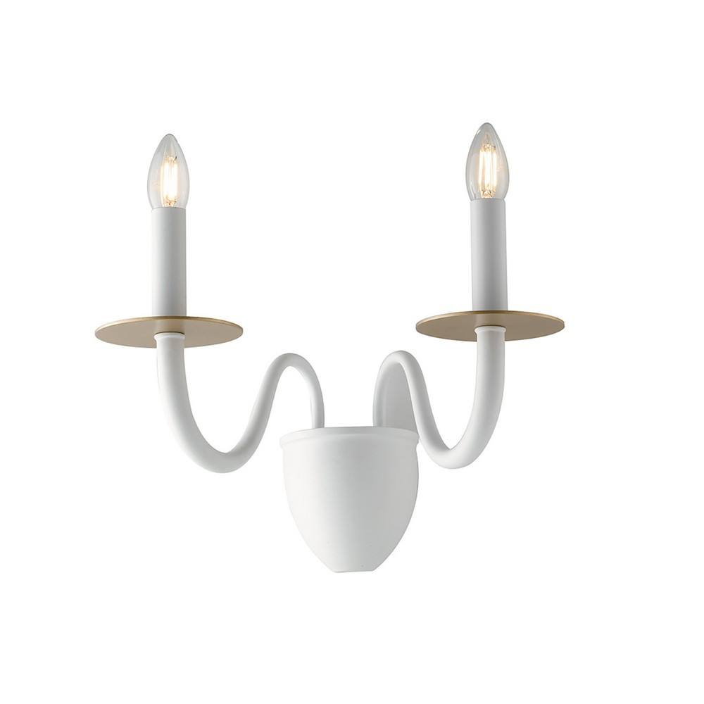 Netlighting ARMSTRONG Twin 2 Light Candle Wall Light White 45x36x26cm