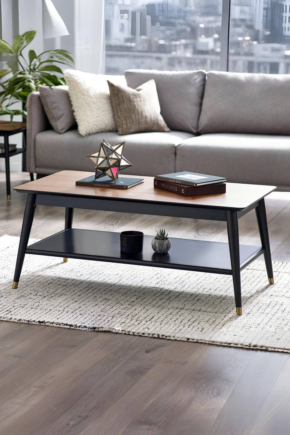 Julian Bowen Findlay Rectangular Coffee Table with Shelf in Walnut