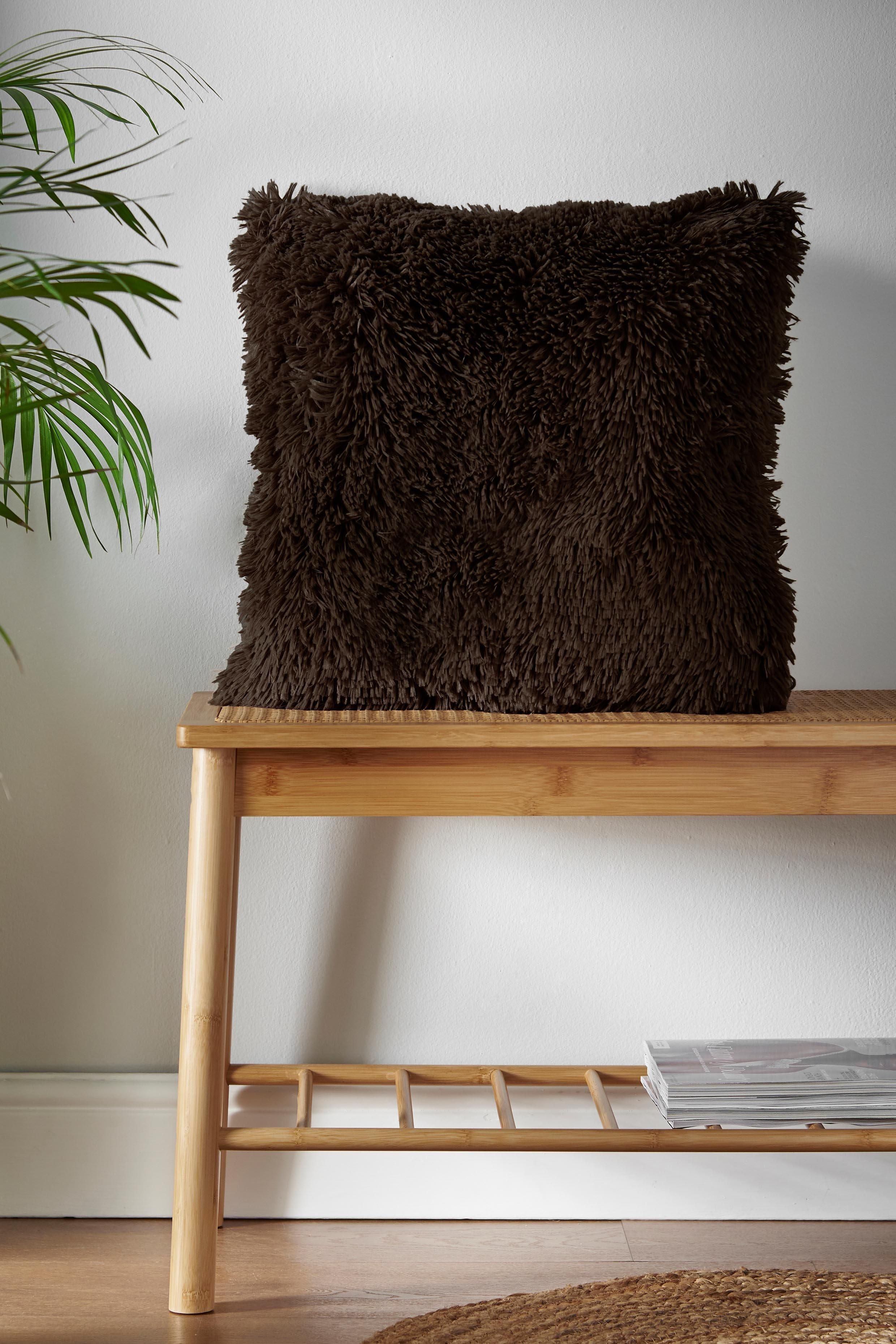 Catherine Lansfield 'Cuddly' Faux Fur Cushion in Chocolate