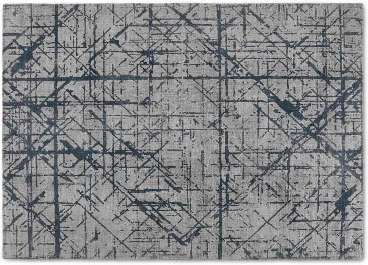 Moers Abstract Lines Rug, Large 160 x 230cm, Silver & Midnight Blue