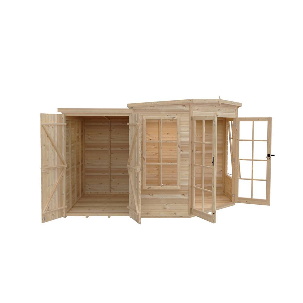 Shires Hampton 7 x 11 Feet with Side Shed - L119 x W205 x H190.3 cm in Light Tan 3