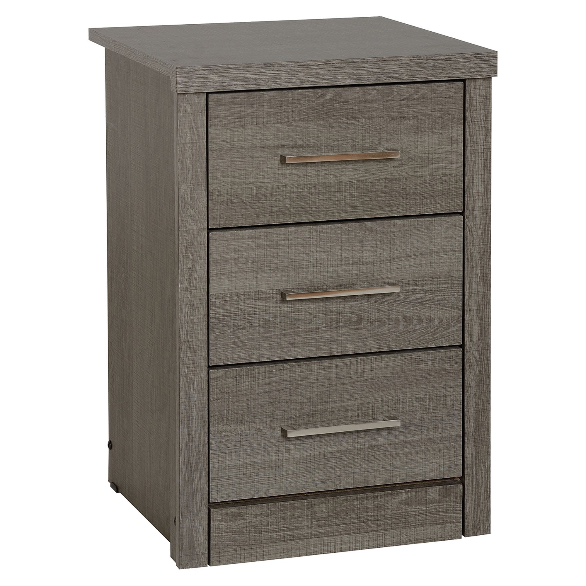 Lennon Black 3 Drawer Bedside Chest Black